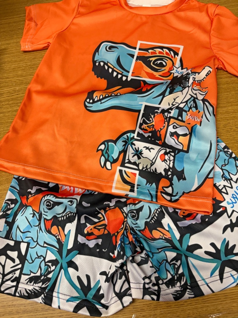 Children's Bright Orange Polyester Top & Shorts Set (Imperfect)